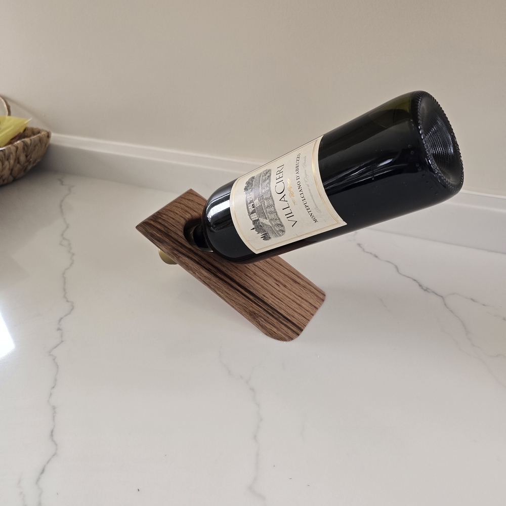 Wooden Balancing Wine Bottle Holder - Brown